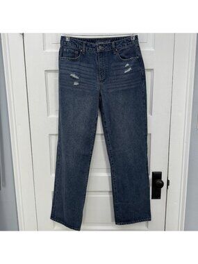 Indigo Rising Juniors 7 Wide Leg Jeans Blue Distressed High Rise Stretch